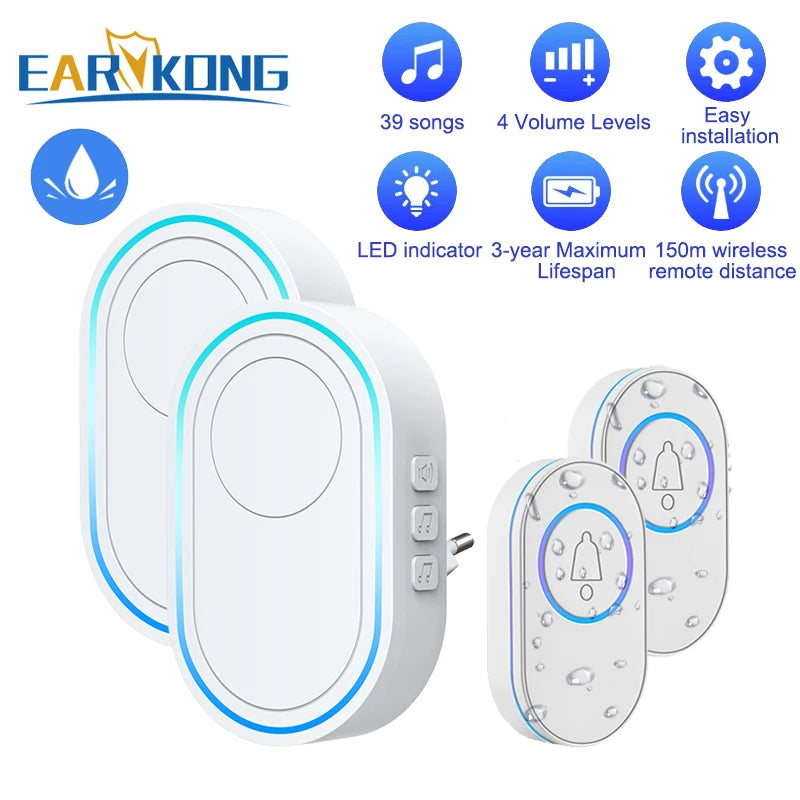 CowLost | waterproof-wireless-doorbell-home-welcome-smart-home-door-bell-300m-remote-smart-bell |5