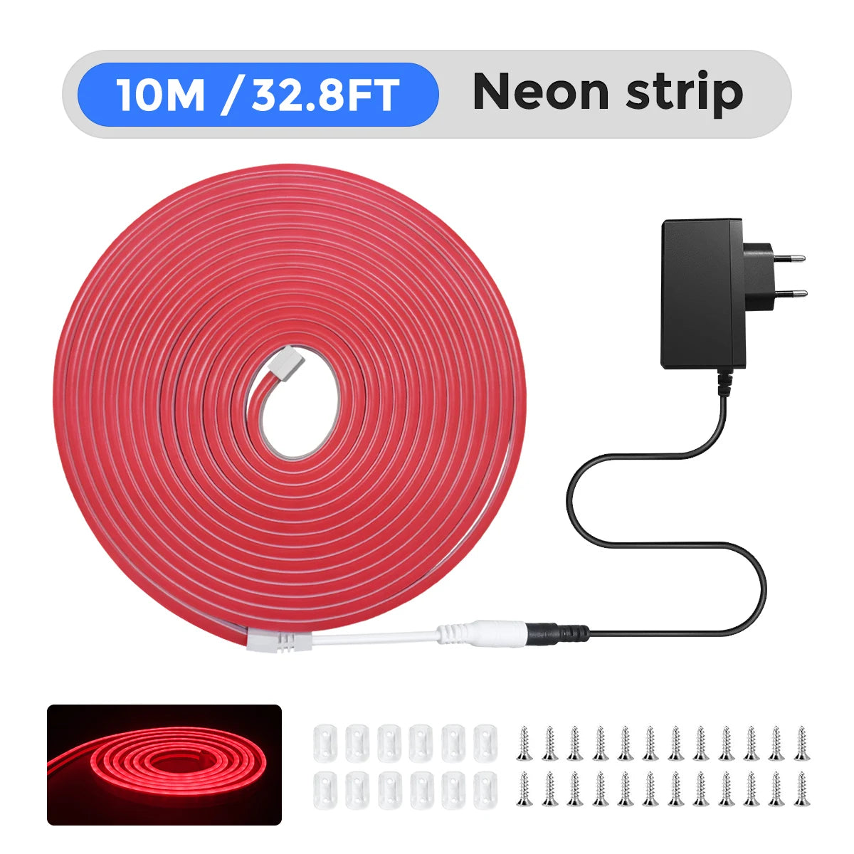 Mexllex 10m Neon LED Strip 120 LED/M IP65 Waterproof Outdoor Plug-In for Indoor & Party Decor