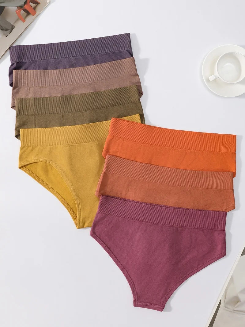 CowLost | product_id-5pcs-high-rise-seamless-women-s-solid-color-brief-panties-s-xxxl |7