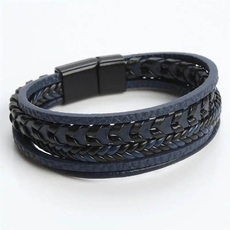 CowLost | fashion-braided-rope-woven-multilayer-leather-men-bracelets-punk-mental-magnet-bangle-for-friend-charm-jewelry-gifts |12