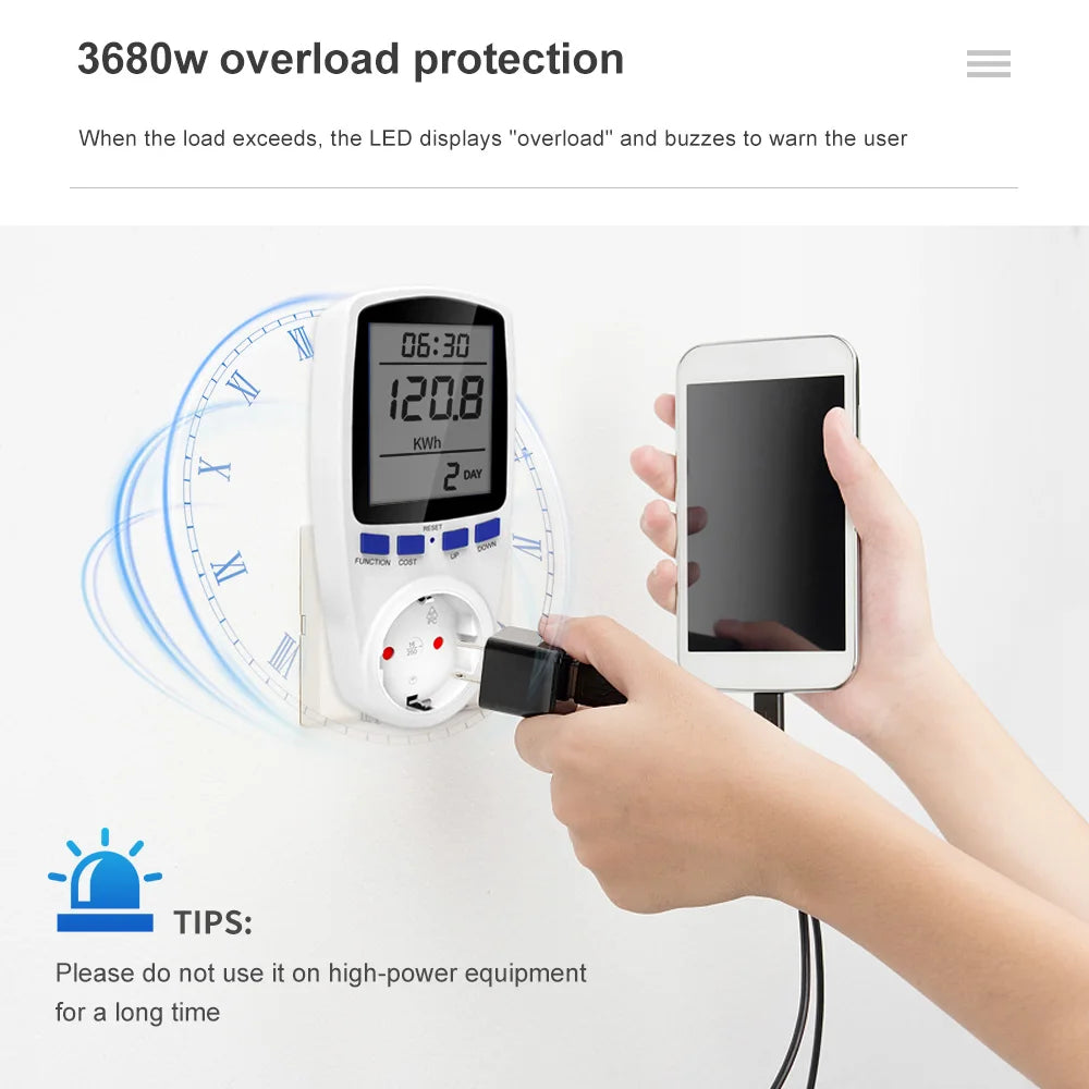 Digital LCD Wattmeter Power Meter Socket 110-240V EU UK US AU Plug Energy Monitor