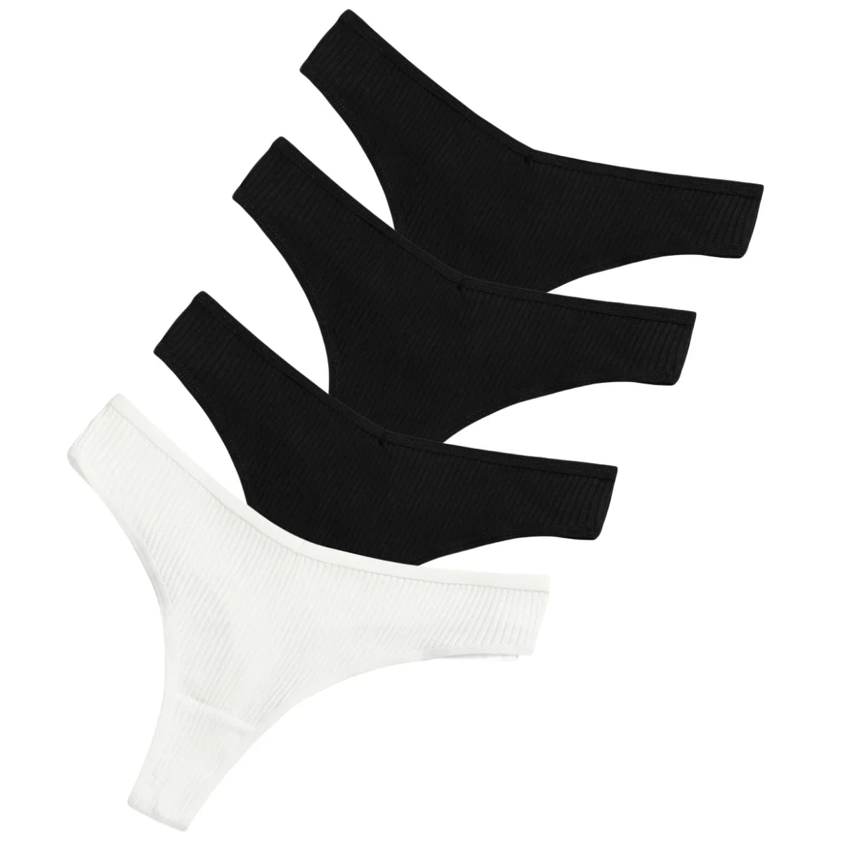 CowLost | product_id-4pcs-women-cotton-low-rise-solid-color-v-waist-g-string-thongs-m-xxl |30