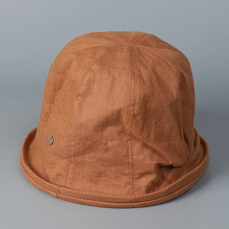 CowLost | linen-curled-edge-sun-hats-for-women-foldable-bucket-hat |12