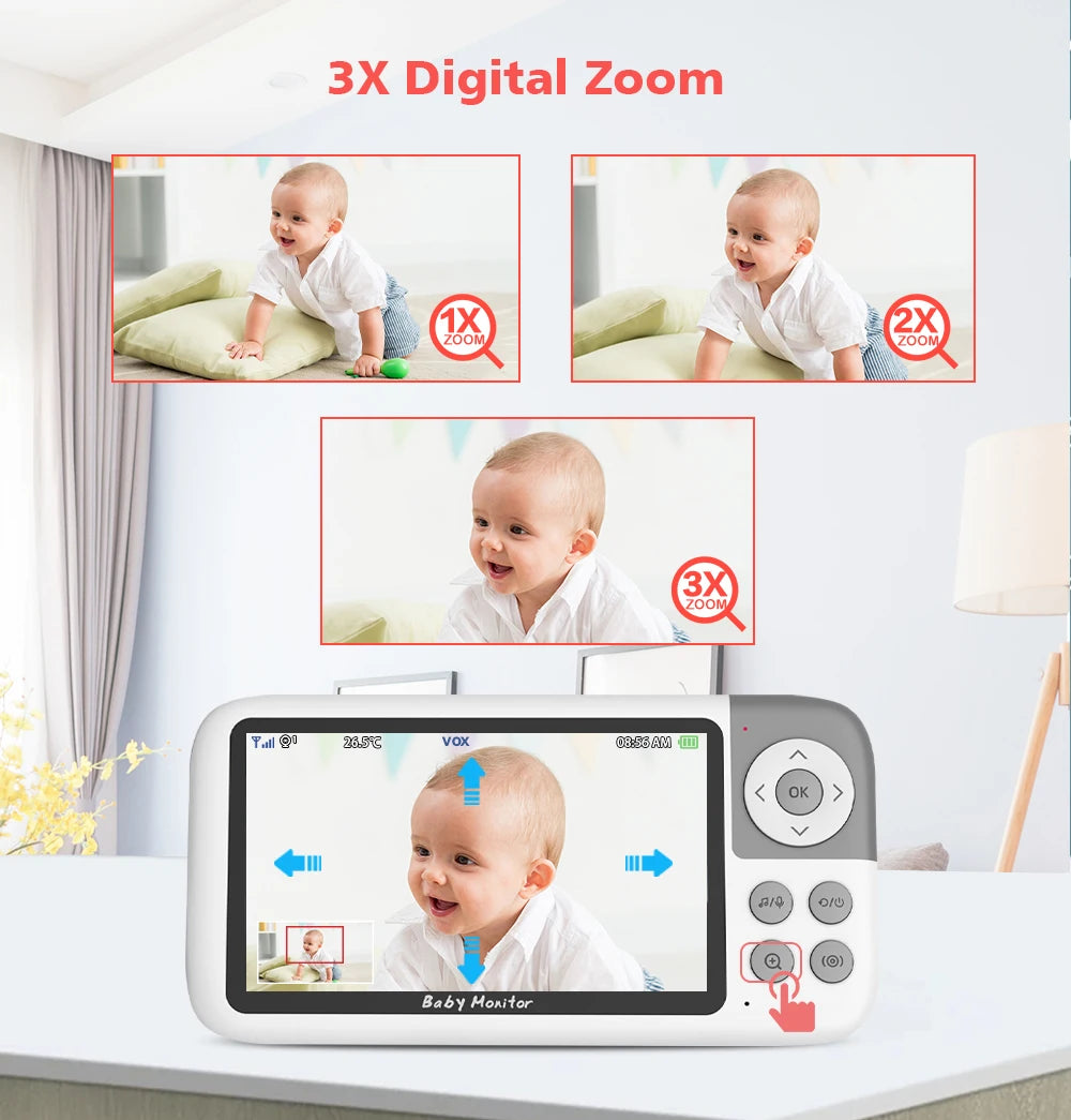 CowLost | vb806-video-baby-monitor-camera-720p-5inch-large-display-3x-zoom-pan-tilt-security-camera-300m-transmissian-distance-2-way-audio |3