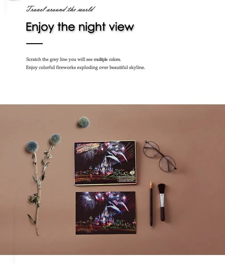 CowLost | product_id-4pcs-a5-diy-scratch-painting-set-cherry-blossoms-classical-buildings-landscapes-animals |8