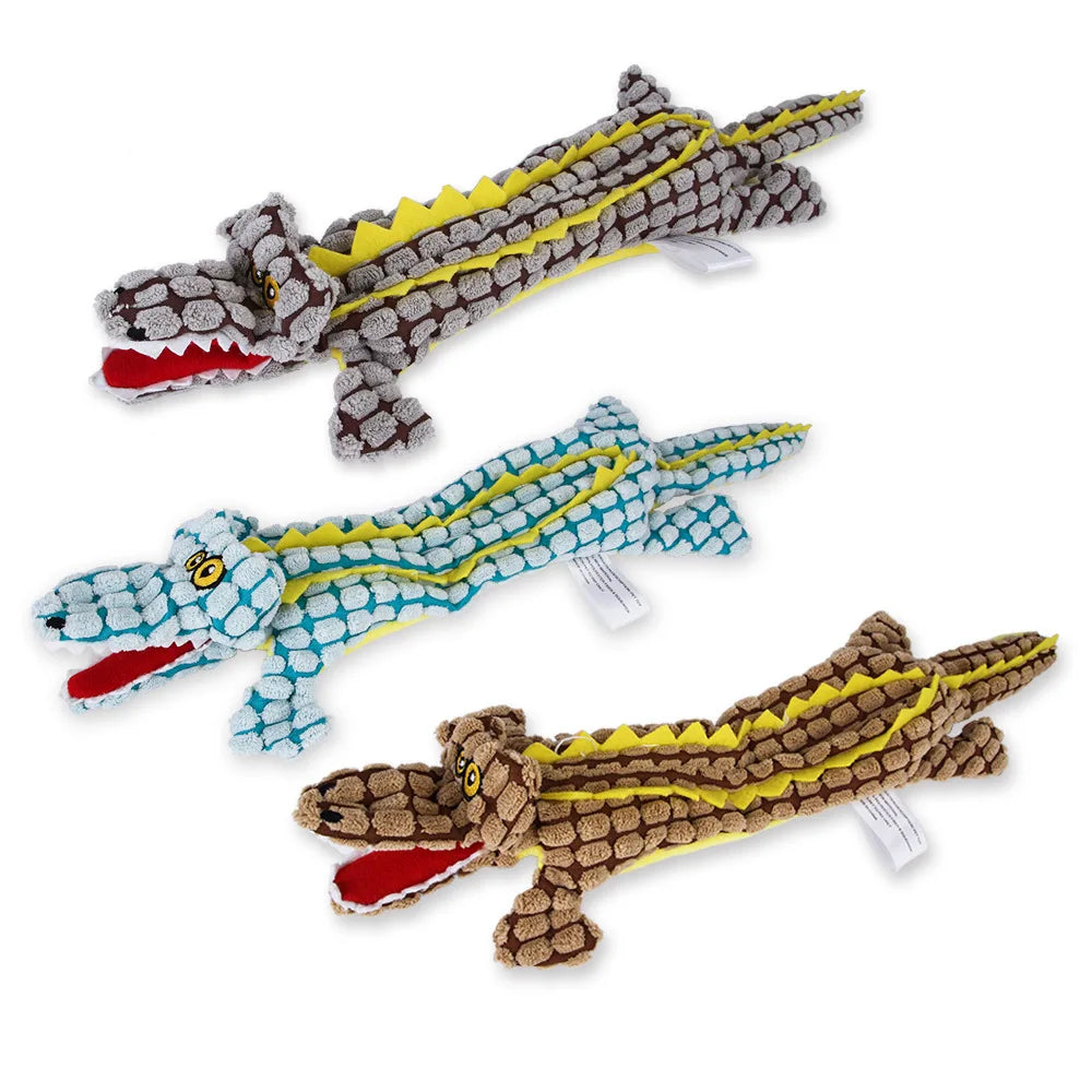 CowLost | dog-kennel-run-accessories-plush-no-stuffing-dog-squeak-toy-crinkle-crocodile-chew-toy |6