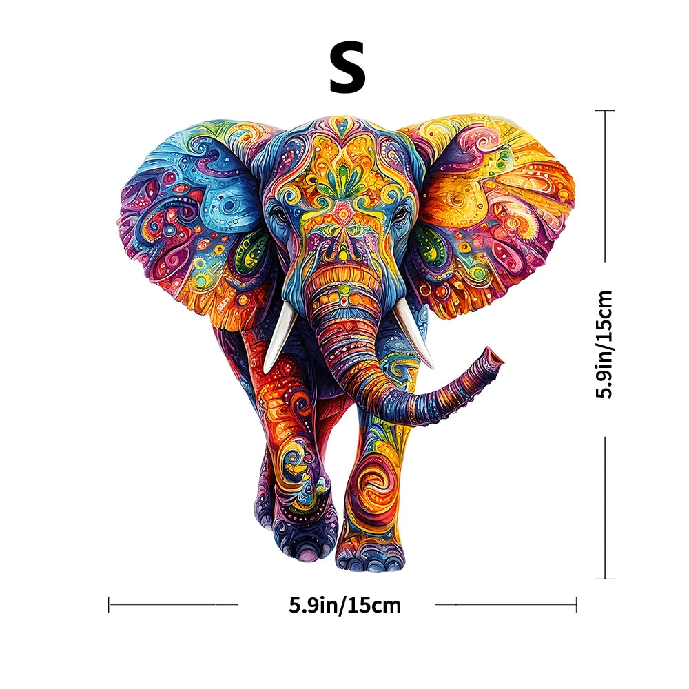 CowLost | product_id-colorful-elephant-shaped-wooden-jigsaw-puzzle-with-decorative-art-design |9