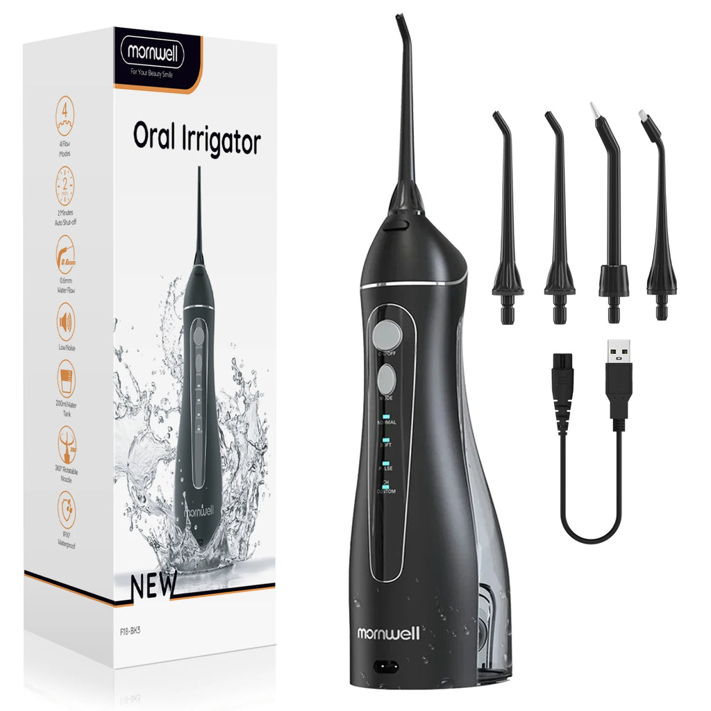 CowLost | uncategorized-mornwell-portable-oral-irrigator-f18-usb-rechargeable-water-flosser-with-4-nozzles-and-200ml-tank |11
