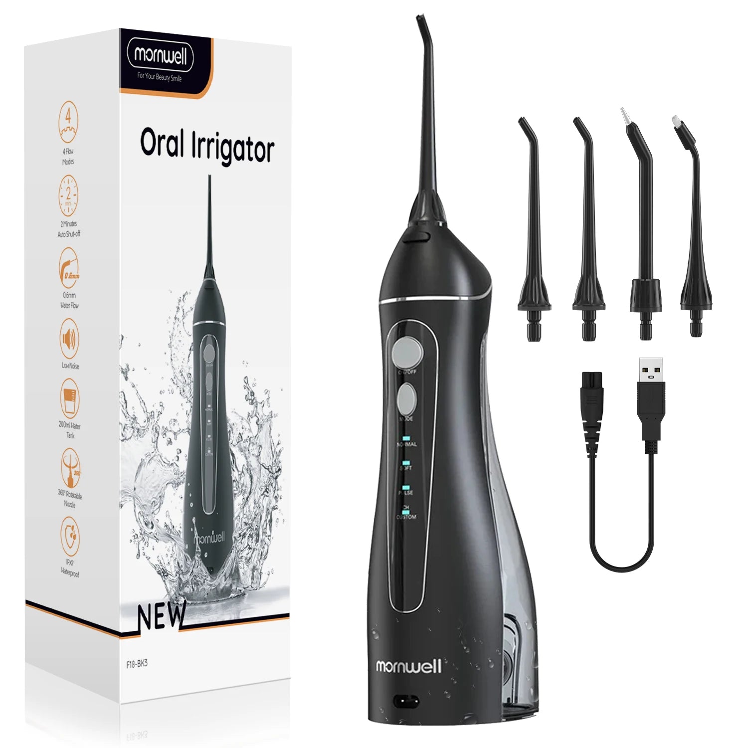 CowLost | uncategorized-mornwell-portable-oral-irrigator-f18-usb-rechargeable-water-flosser-with-4-nozzles-and-200ml-tank |11