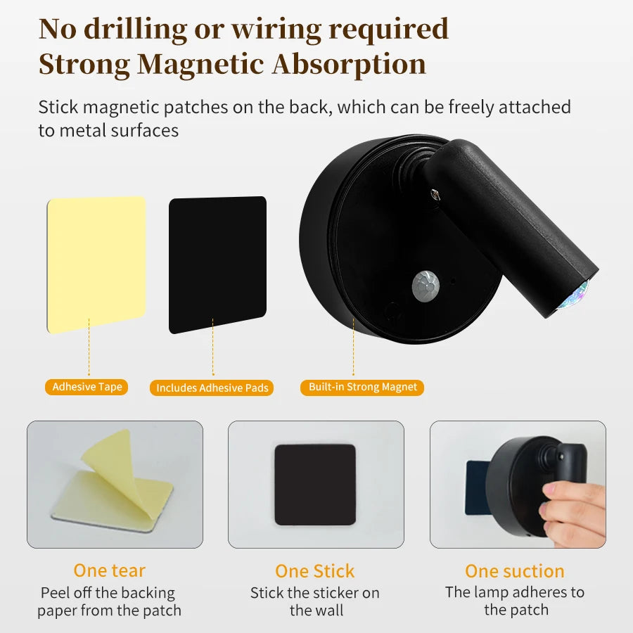 CowLost | product_id-magnetic-rotatable-touch-dimmable-rgb-3-color-led-spotlight-with-remote-usb-rechargeable-motion-sensor-wall-light |2