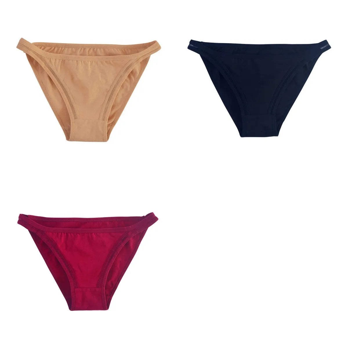 CowLost | product_id-3pcs-womens-cotton-low-rise-brazilian-briefs-with-mesh-sides-m-xl |23