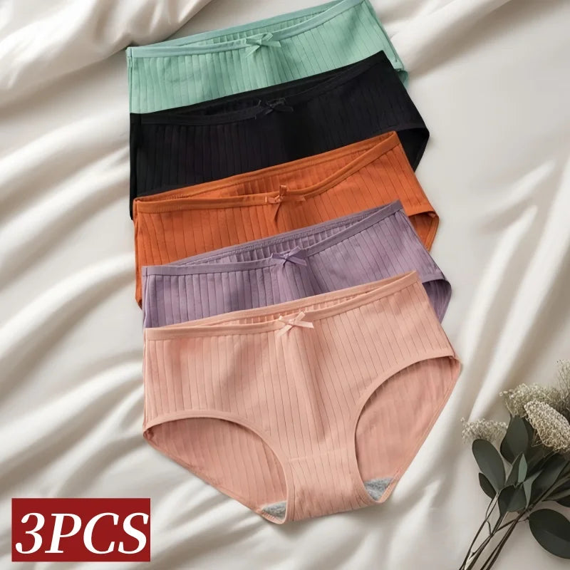 CowLost | product_id-3pcs-women-low-waist-solid-briefs-breathable-cotton-panties |2