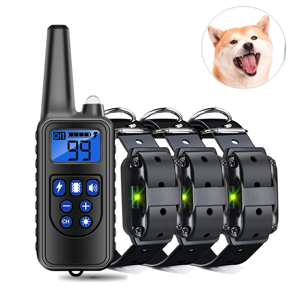 800m Rechargeable Dog Training Collar with LCD Display, Waterproof IP7, Vibration & Sound Modes for All Sizes