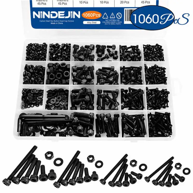 1060pcs M2 M3 M4 M5 Hex Socket Screw Set Carbon Steel