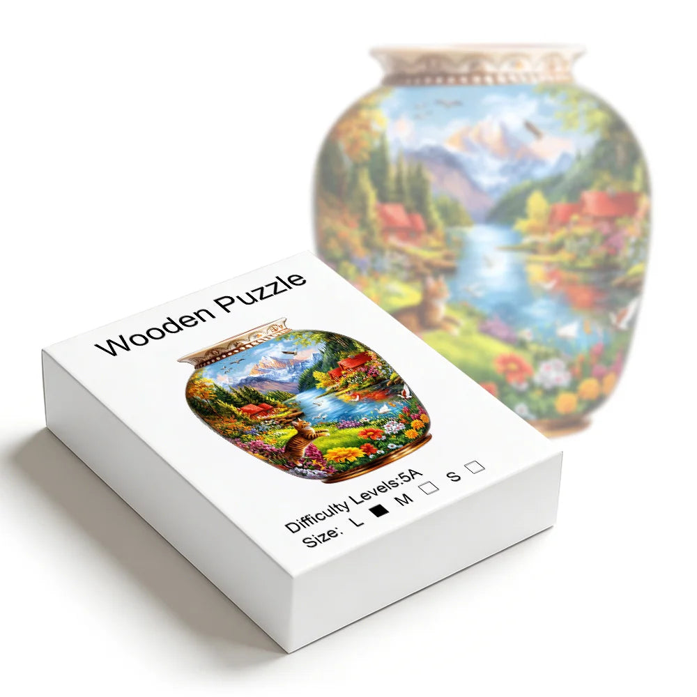 CowLost | product_id-premium-wooden-jigsaw-puzzle-vase-mountain-river-cat-landscape-irregular-animal-pieces-5a-difficulty |2