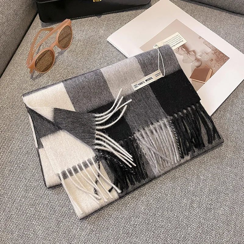 CowLost | australian-wool-winter-plaid-cashmere-scarf |33