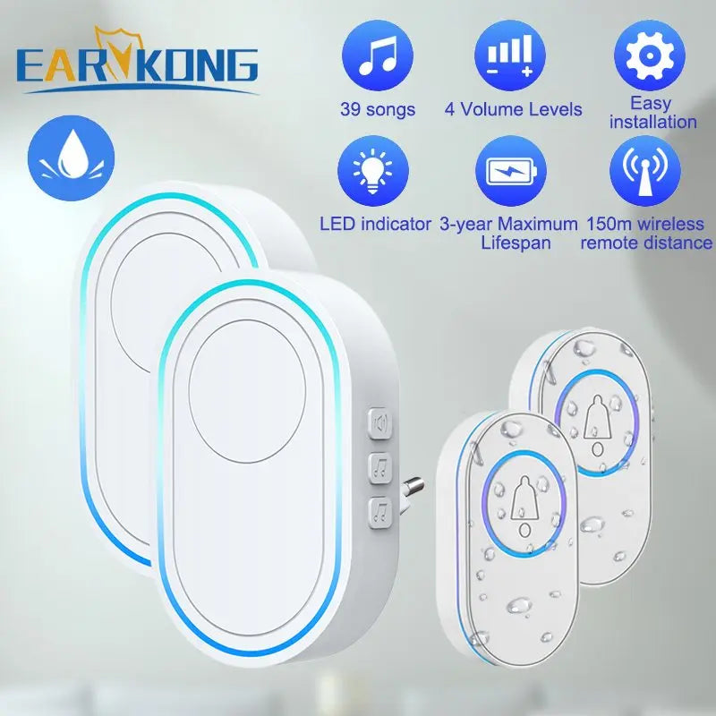 CowLost | waterproof-wireless-doorbell-home-welcome-smart-home-door-bell-300m-remote-smart-bell |1