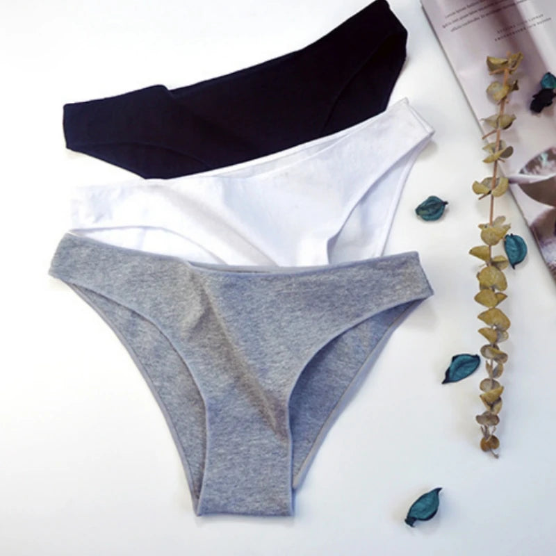 CowLost | product_id-10pcs-women-s-low-rise-seamless-cotton-briefs-solid-color-panties-m-xxl |3