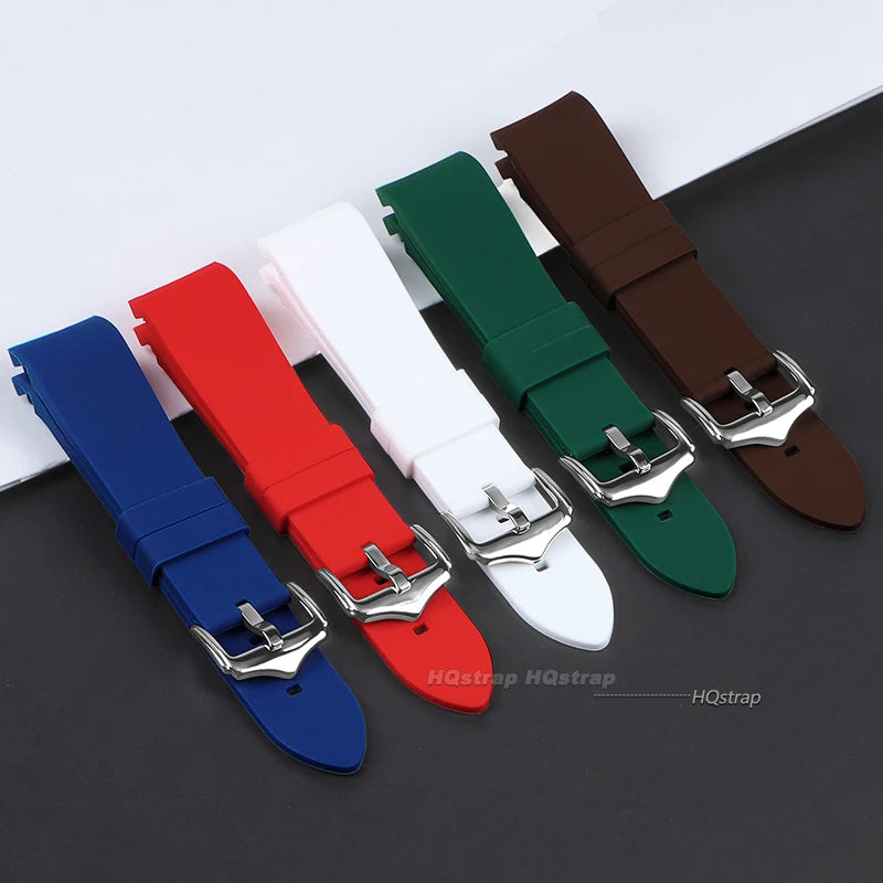 Curved End Silicone Watch Strap 20mm 22mm with Stainless Steel Buckle for Swatch Seiko