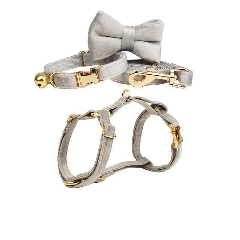 CowLost | cat-furniture-personalized-bowknot-cat-collar-harness-with-bell-and-id-tag |1