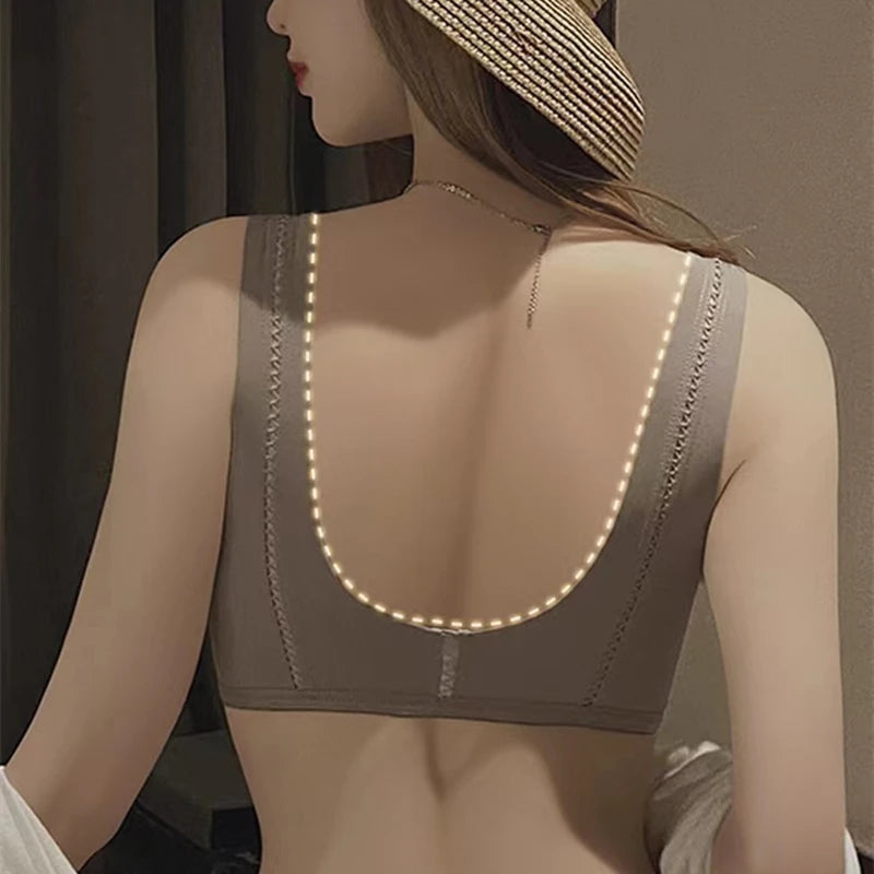 CowLost | product_id-front-button-seamless-adjustable-wire-free-push-up-bra-for-small-breasts-anti-sagging-support |3