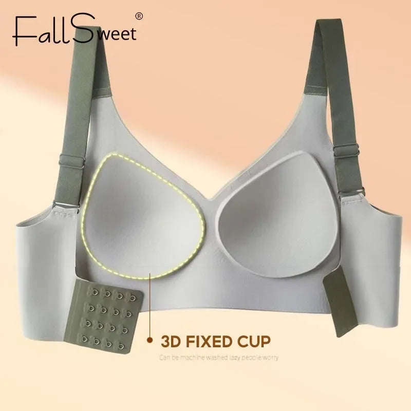CowLost | fallsweet-seamless-push-up-bra-for-women-sports-bra-adjustable-v-neck-no-steel-ring-bras-female-sexy-lingeries-m-2xl-brassiere |3