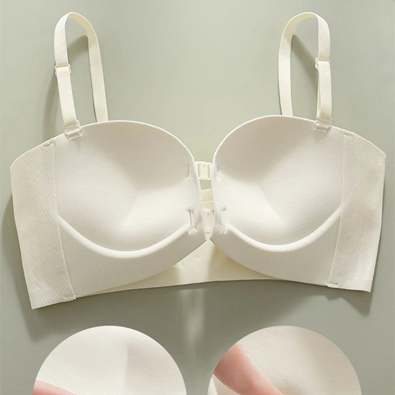 CowLost | product_id-wireless-strapless-front-buckle-push-up-bra-for-women-invisible-anti-slip-small-chest-gathering |5