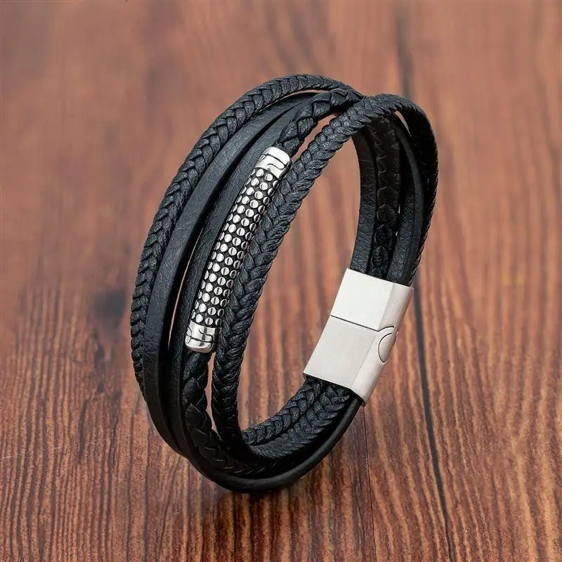 CowLost | multilayer-stainless-steel-insert-bracelet-viking-leather-bracelets-for-men |38