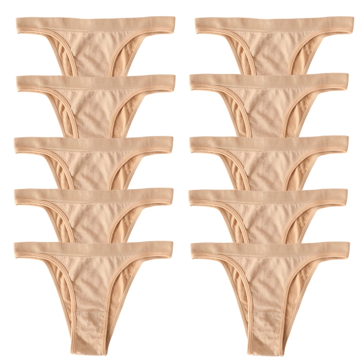 CowLost | product_id-10pcs-womens-seamless-ribbed-high-leg-sports-thong-underwear-set |34