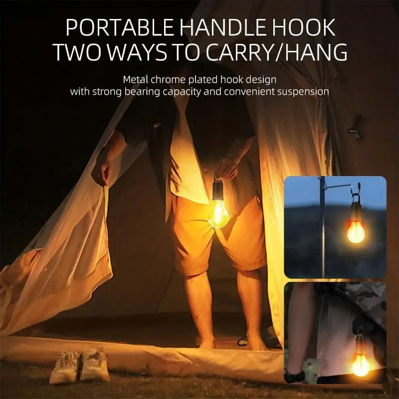 Camping Rechargeable Waterproof LED Tent Lights with Hook, 1/2/4pcs, 3 Modes for Hiking & Backpacking