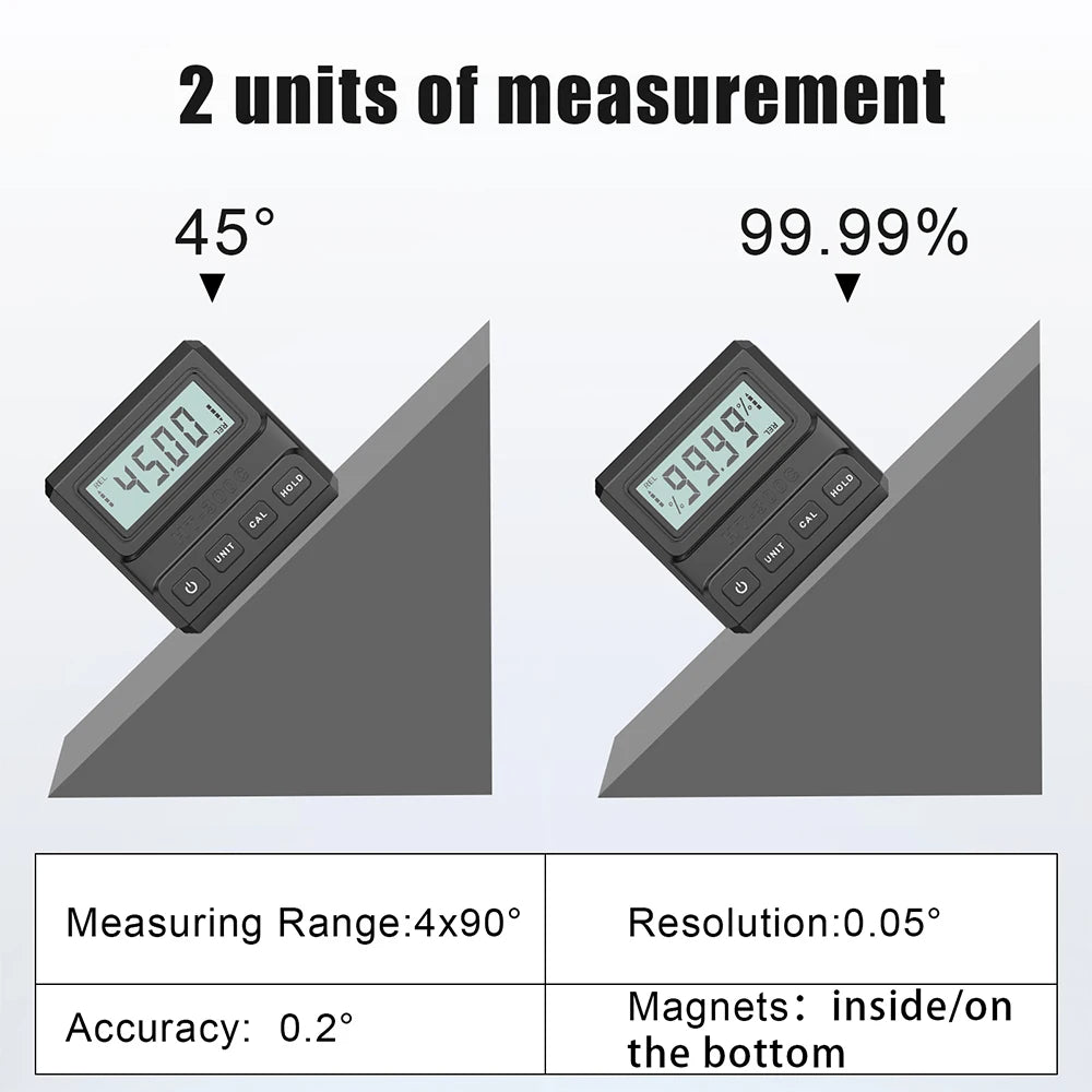 Mini Digital Protractor 90° Inclinometer LCD Angle Gauge with Magnet for Woodworking & Home Use