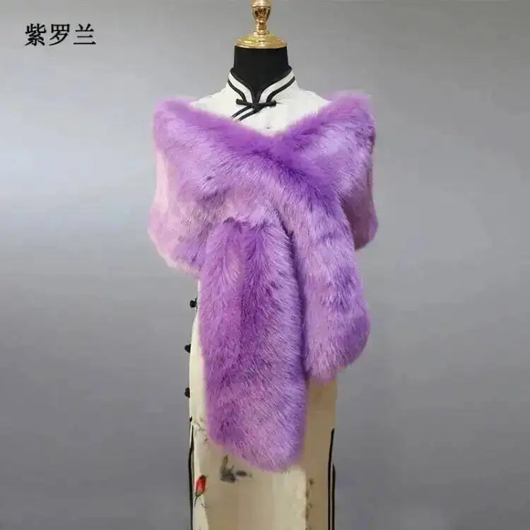CowLost | 32-colors-165-30cm-women-luxury-warm-faux-fox-fur-shawl-winter-ladies-plush-scarf |39