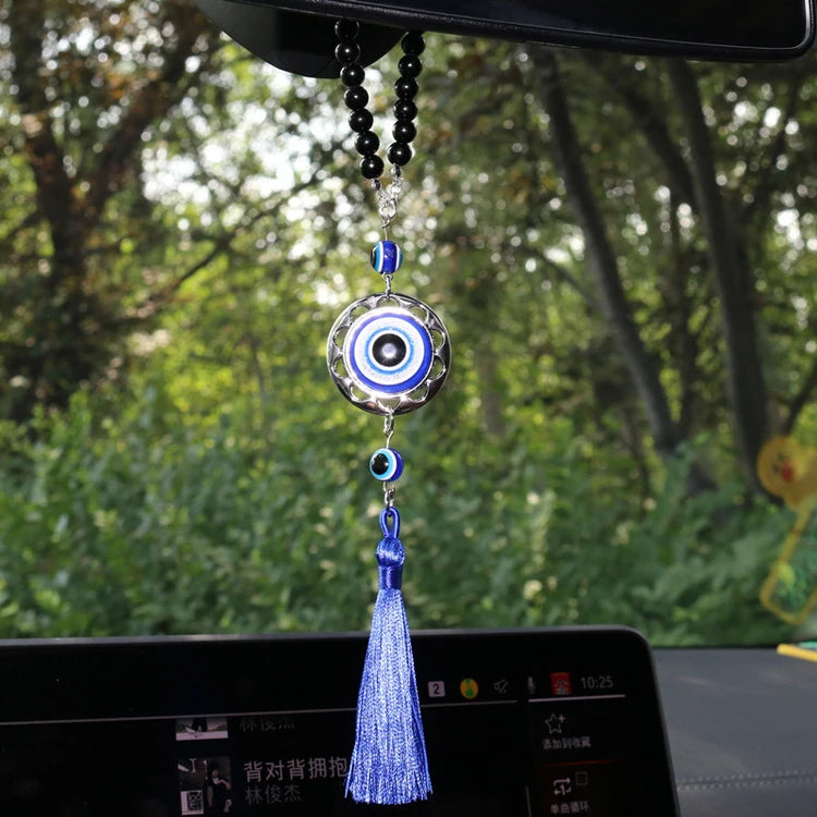 CowLost | product_id-blue-evil-eye-crystal-tassel-car-rearview-mirror-pendant-halloween-talisman-gift |10