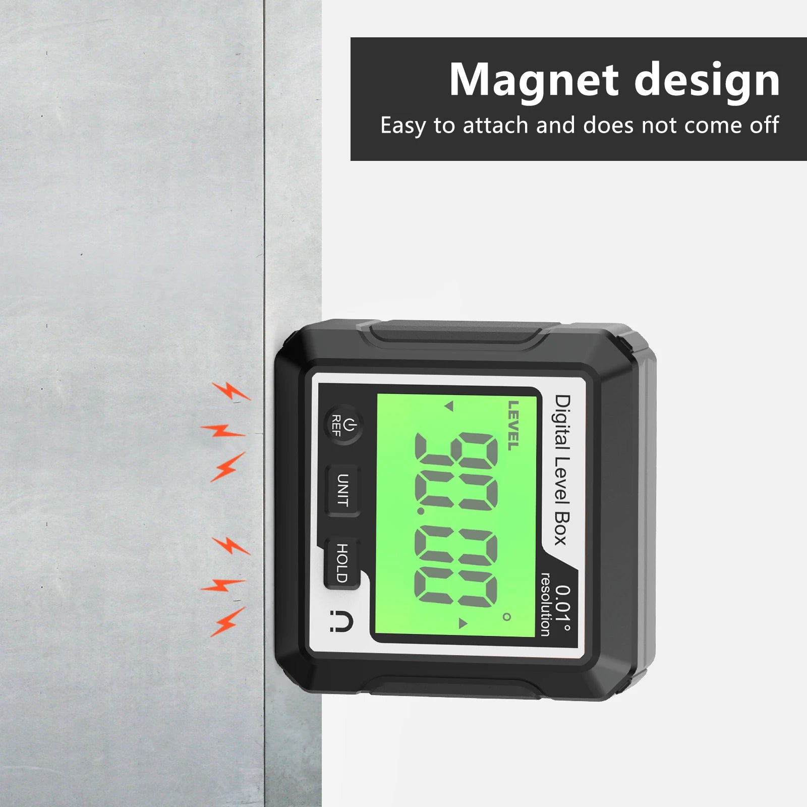 Digital Magnetic Inclinometer LCD Backlight Angle Finder 4x90° Protractor Level Box for Woodworking