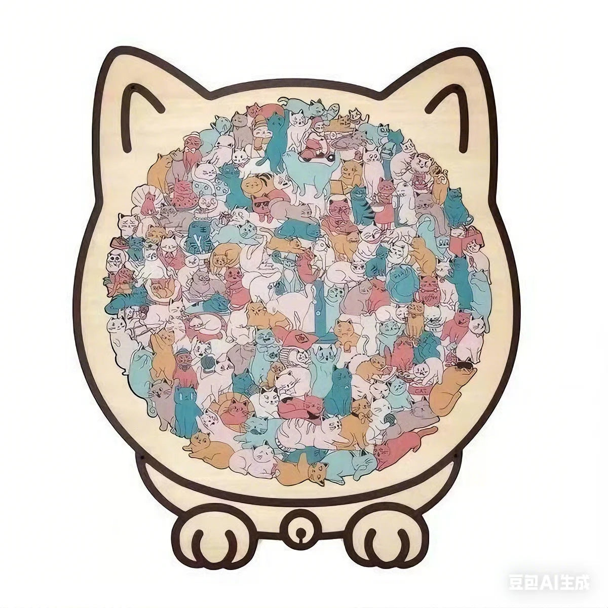 CowLost | product_id-colored-cat-wooden-jigsaw-puzzle-unique-animal-shape-creative-gift |23