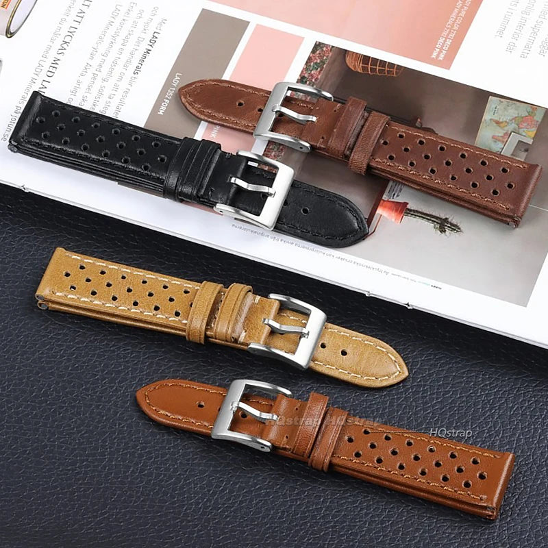 CowLost | product_id-breathable-genuine-cowhide-leather-watch-strap-18mm-22mm-for-tag-heuer-seiko-replacement |13