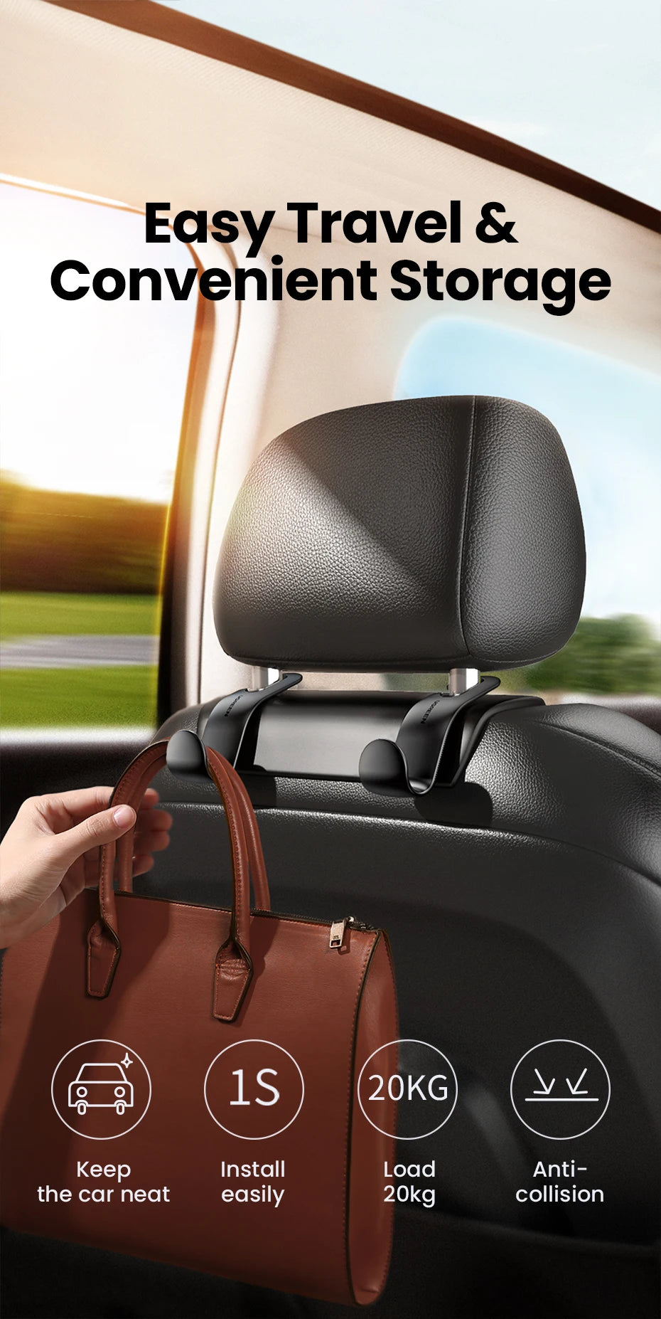 CowLost | ugreen-2pcs-car-holder-in-car-adjustable-backseat-headrest-hanger-hooks |7