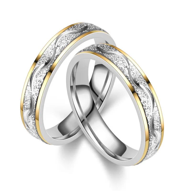 Stainless Steel Frosted Couple Rings for Men & Women, Valentine's Day Gift, Sizes 5-13