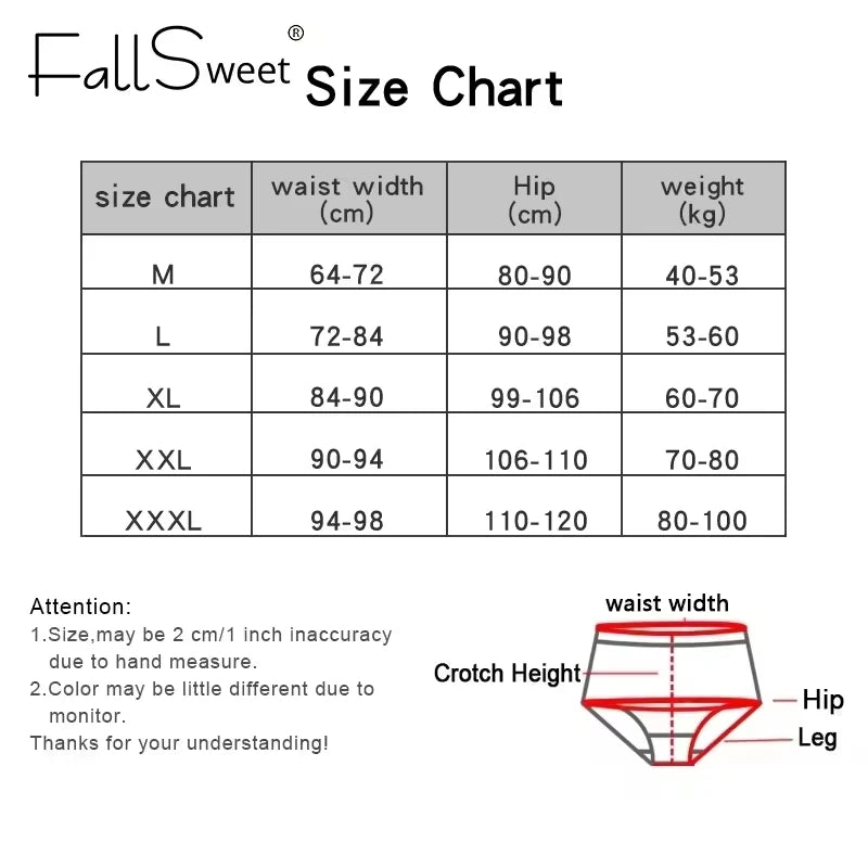 CowLost | product_id-fallsweet-womens-high-waist-cotton-plus-size-briefs-5-pack-m-xxxl |6