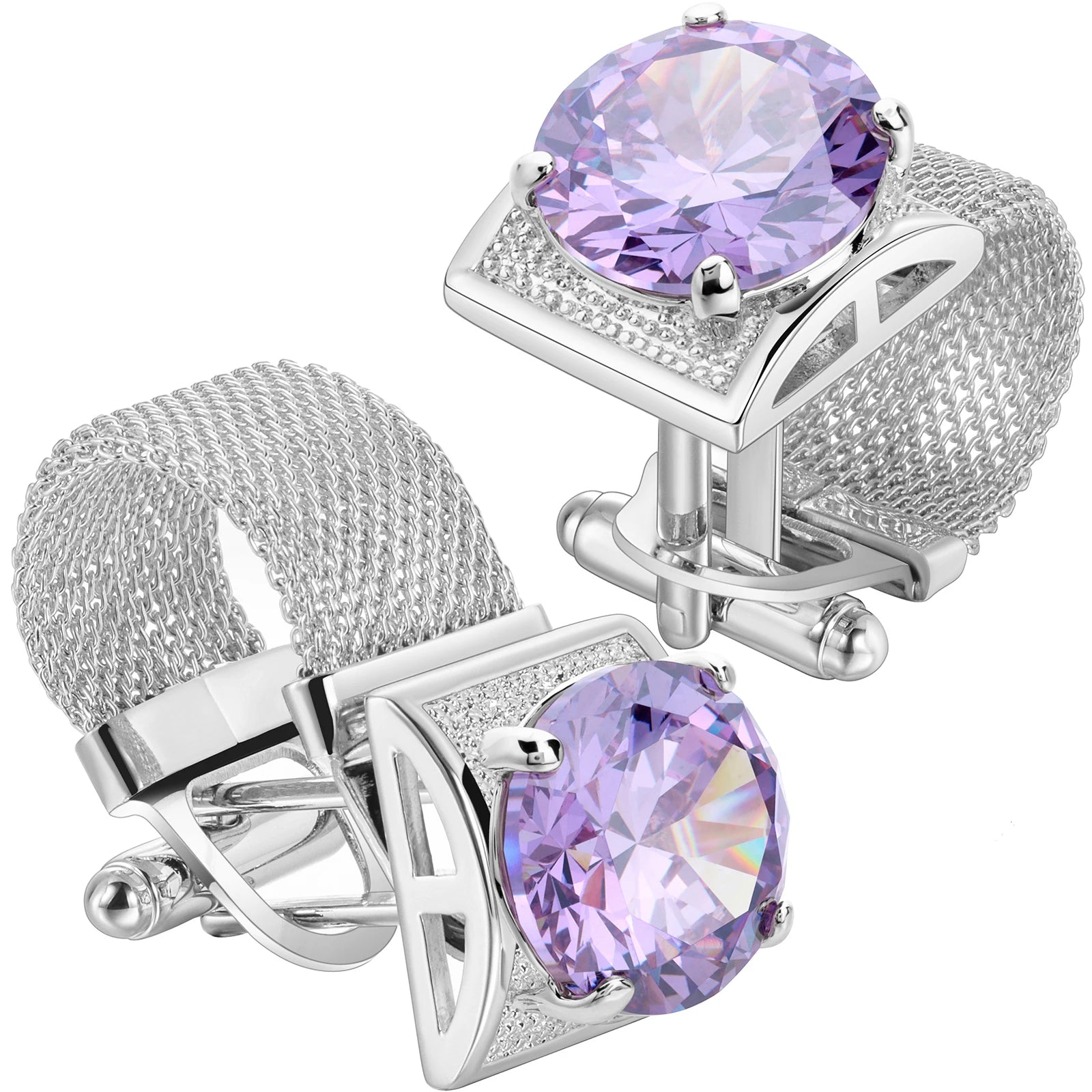 CowLost | clothing-accessories-hawson-mens-silver-birthstone-crystal-cufflinks-luxury |55