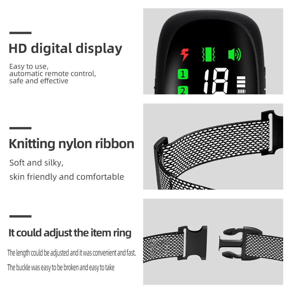 Anti Bark Dog Training Collar 800m Remote Waterproof Rechargeable Electric Shocker