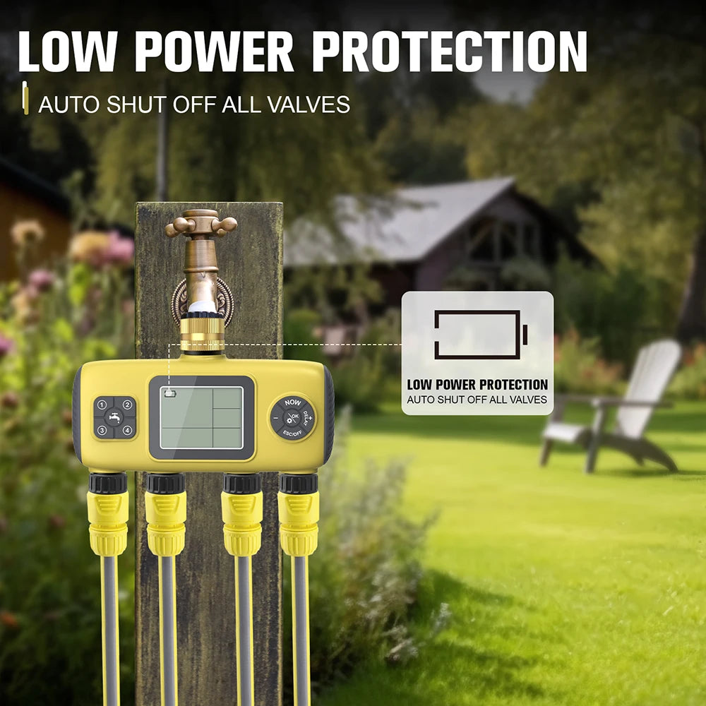 4 Zone Programmable Digital Garden Irrigation Timer for Greenhouse