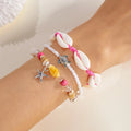 CowLost | 3-pcs-bohemian-starfish-shell-bracelet-for-women-girls-turtle-conch-rice-bead-chain-bangle-summer-beach-party-friendship-jewelry |6