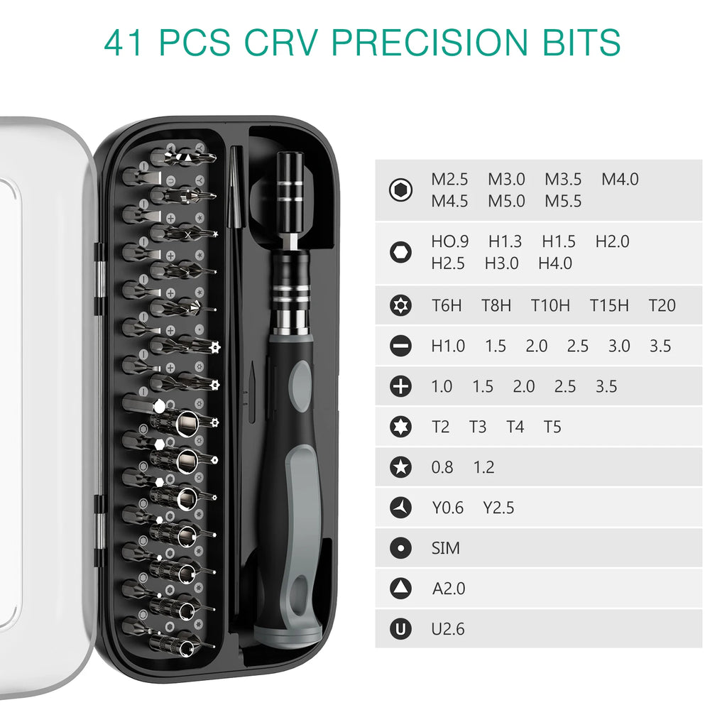 48-in-1 Magnetic Precision Screwdriver Set with 41 Bits & Pry Tools for Electronics Repair