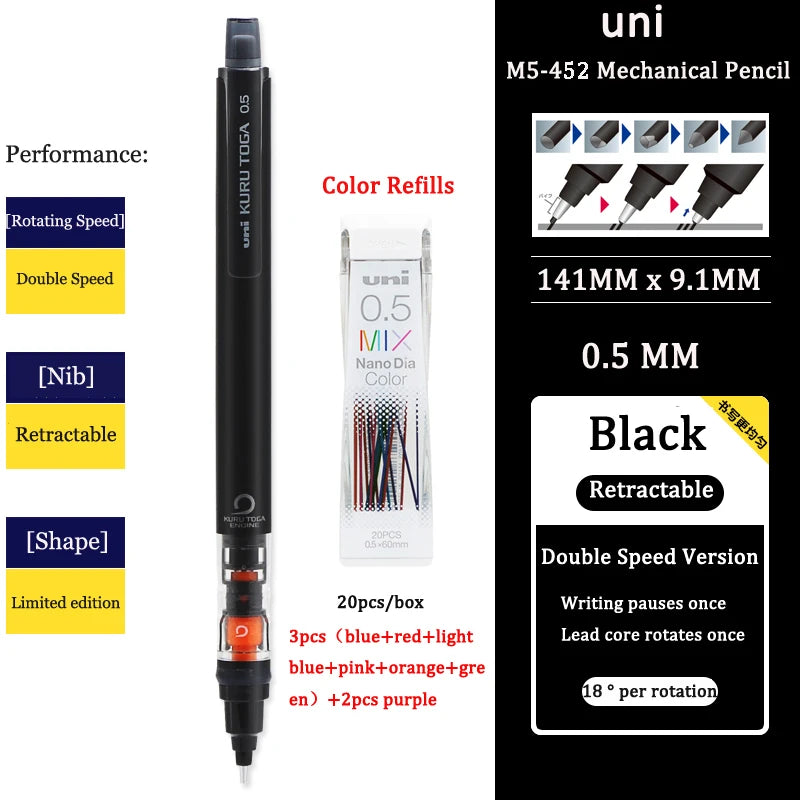 CowLost | product_id-uni-kuru-toga-m5-452-0-5mm-mechanical-pencil-low-center-gravity-japan-stationery |33