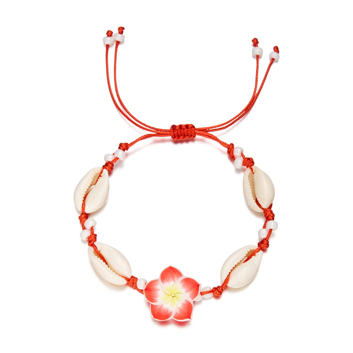 CowLost | bohemian-big-flower-sea-shell-charm-bracelets-for-women-pink-blue-green-flower-soft-clay-pottery-beaded-bangles-handmade-jewelry |12