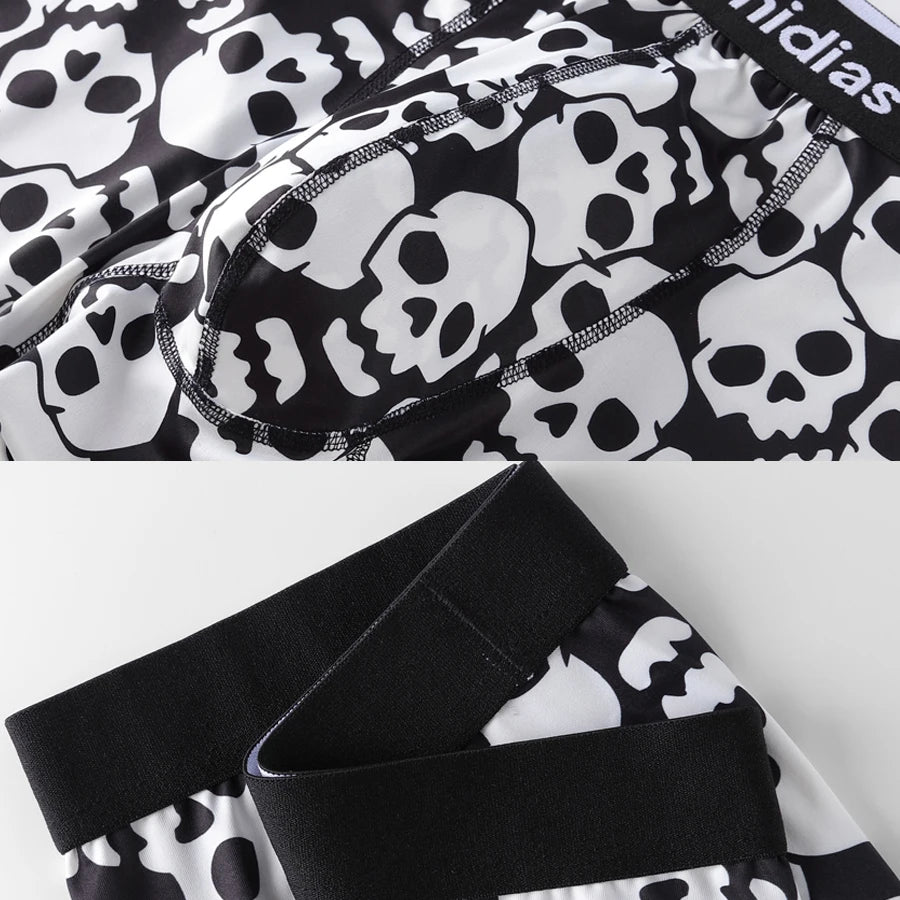 CowLost | activewear-pants-4pcs-mens-boxer-briefs-with-elastic-waistband-skull-print |5