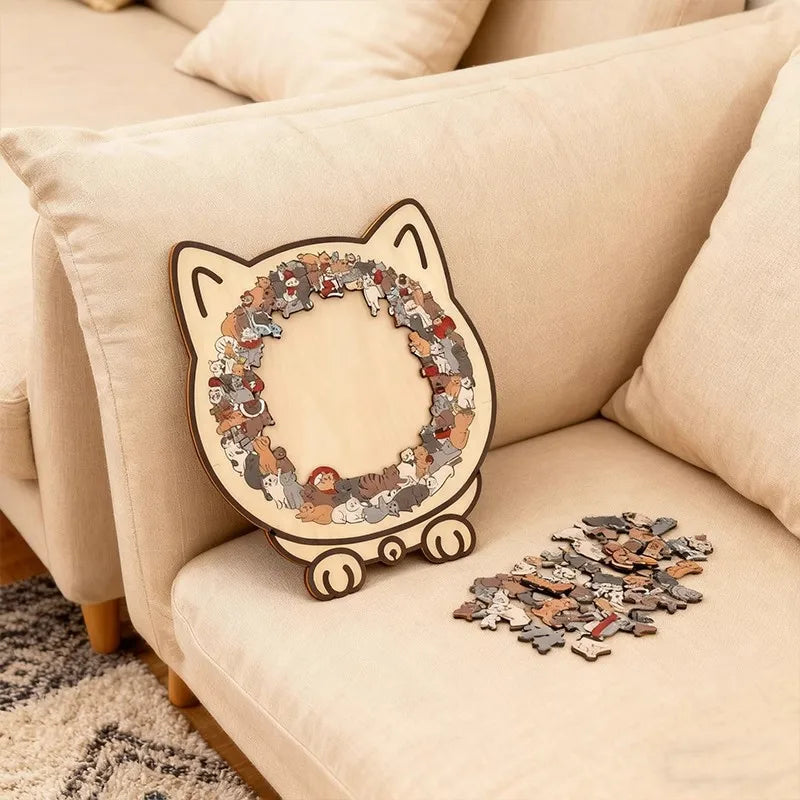 CowLost | product_id-colored-cat-wooden-jigsaw-puzzle-unique-animal-shape-creative-gift |8