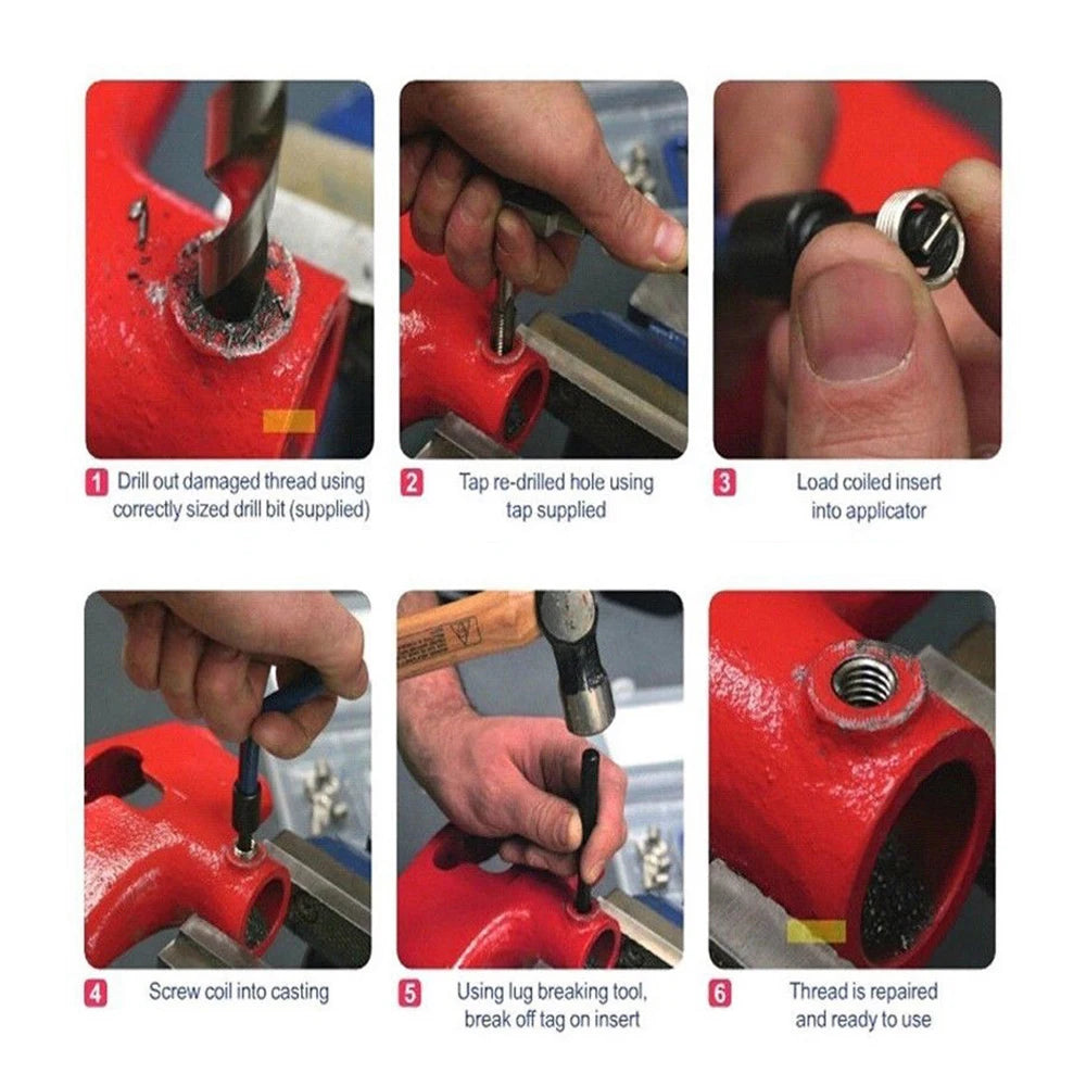 CowLost | 15-30pcs-metric-thread-repair-insert-kit-m5-m6-m8-m10-m12-m14-helicoil-car-pro-coil-tool-m14-1-5-thread-repair-insert-kit |6