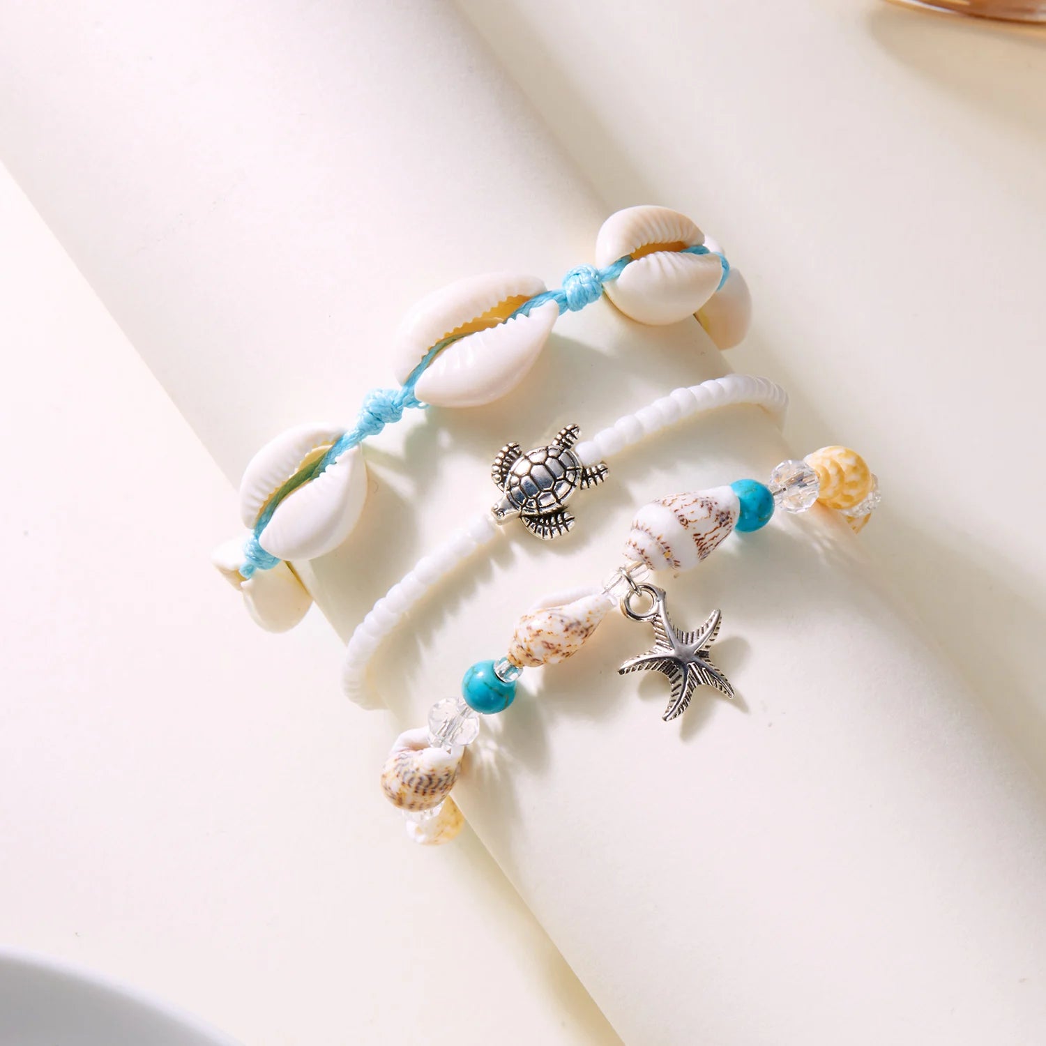 CowLost | summer-bohemian-flower-starfish-sea-turtle-pendant-bracelets-set-for-women-polymer-clay-colorful-beaded-bangle-beach-jewelry |4